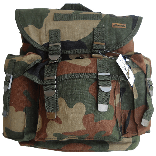 Zaino zainetto sacco 1806 tracolla regolabile tasche esterne fibbia per chiusura Woodland